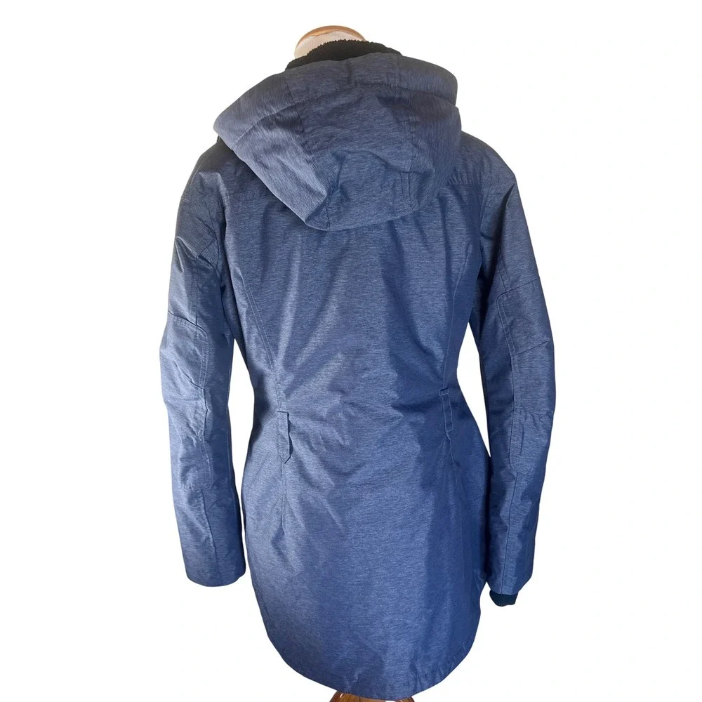 Columbia Omni Heat Hooded Parka Jacket‎ Blue Heathered Size S Waterproof Warm